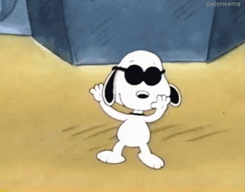 Joe Cool, dancing in sunglasses.